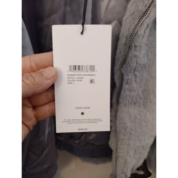 New Womens UGG Lavender Mandy Faux Fur Hoodie Jacket Soft Has Pockets Large - Picture 3 of 7